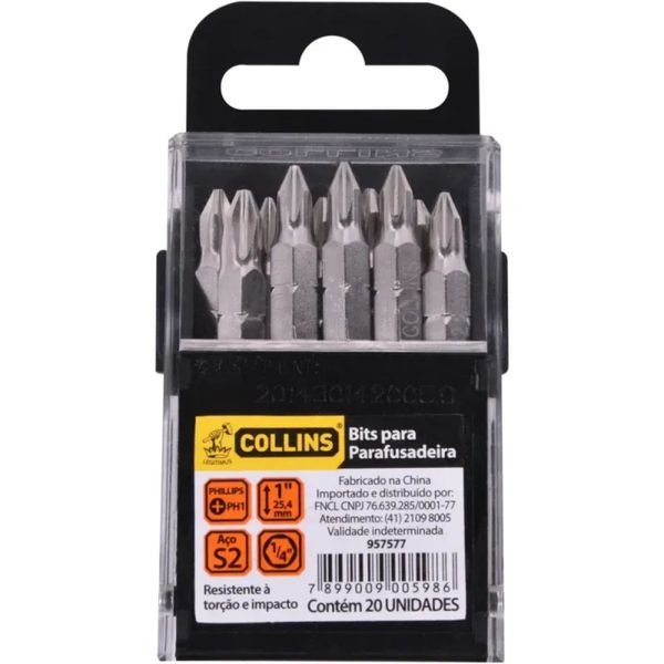 20 BITS PHILLIPS PH1 25MM X 1/4