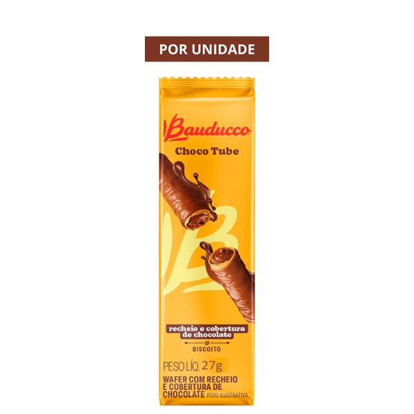 BISCOITO BOLACHA TUBE 27GR WAFER RECHEADO COBERTO COM CHOCOLATE