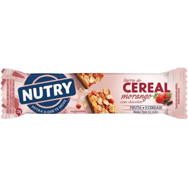 BARRA DE CEREAIS NUTRY MORANGO C/ CHOCOLATE FRUTA + 3 CEREAIS 22G