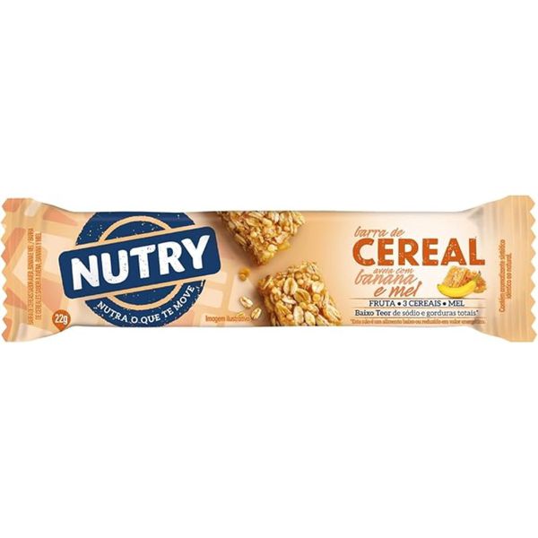 BARRA DE CEREAIS NUTRY AVEIA C/ BANANA E MEL FRUTA 3 CEREAIS E MEL 22G