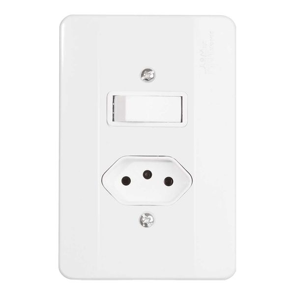 INTERRUPTOR 1 TECLA + TOMADA 20A COM ESPELHO BRANCO