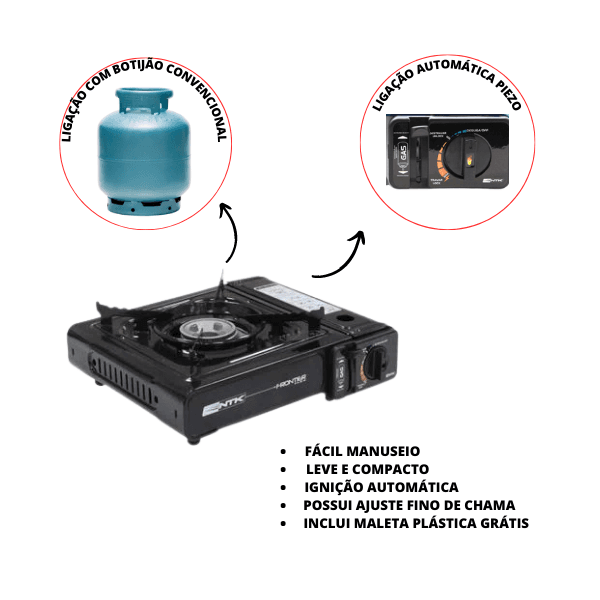 FOGAO PORTATIL AUTOMATICO À GAS BUTANO
