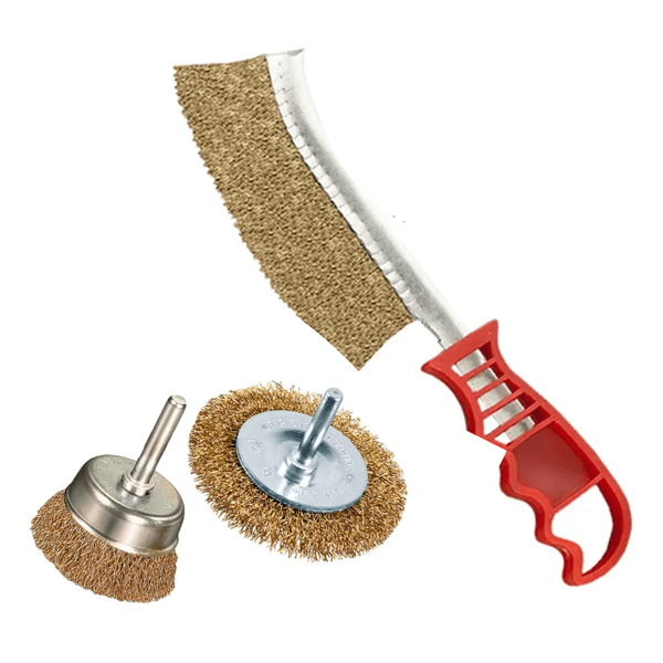 JOGO C/ 3 ESCOVAS LATONADAS HASTE 1/4 1PLANA, 1 COPO, 1 MANUAL