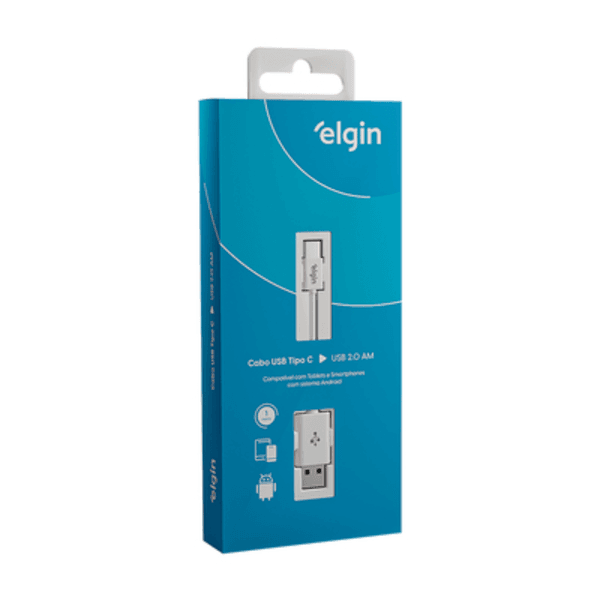 CABO CONECTOR ELGIN USB 2.0 TIPO C 1 METRO BRANCO P/ ANDROID
