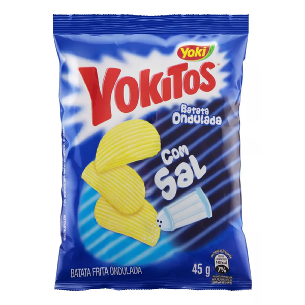 BATATA FRITA ONDULADA COM SAL YOKITOS 45 GRAMAS