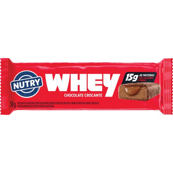 BARRA WHEY PROTEIN NUTRY CHOCOLATE CROCANTE 50G C/ WHEY + 15G PROTEINA