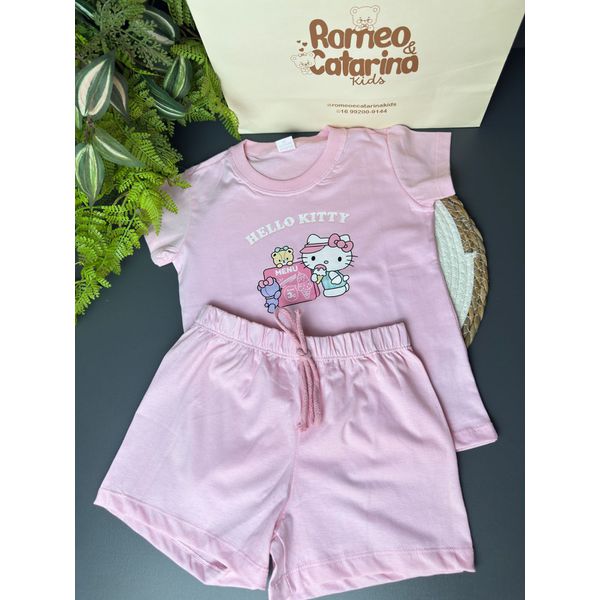conjunto menina algodão hello kitty rosa
