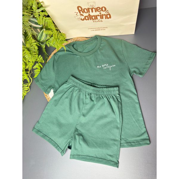 conjunto infantil menino "Sou corajoso" verde militar