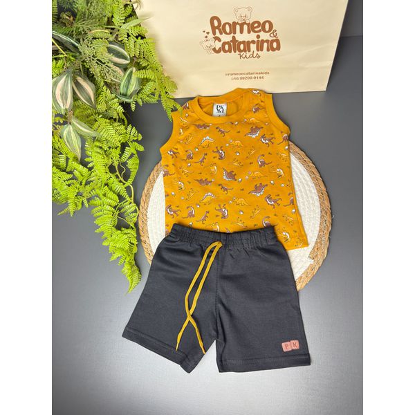 conjunto infantil menino regata mostarda