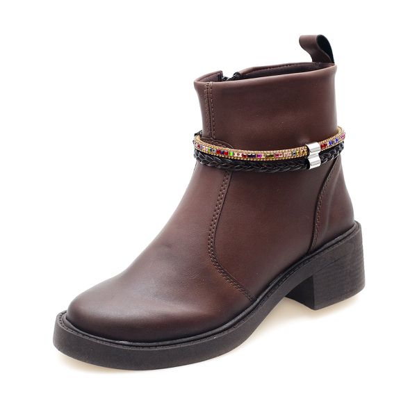 Bota Feminina Marrom Cano Curto – Estilo Boho Chic com Detalhe Artesanal – Conforto e Estilo em Cada Passo