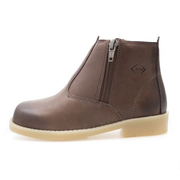 Botina masculina infantil Bota de couro legitimo forrada costurada com Zíper confortável e resistente