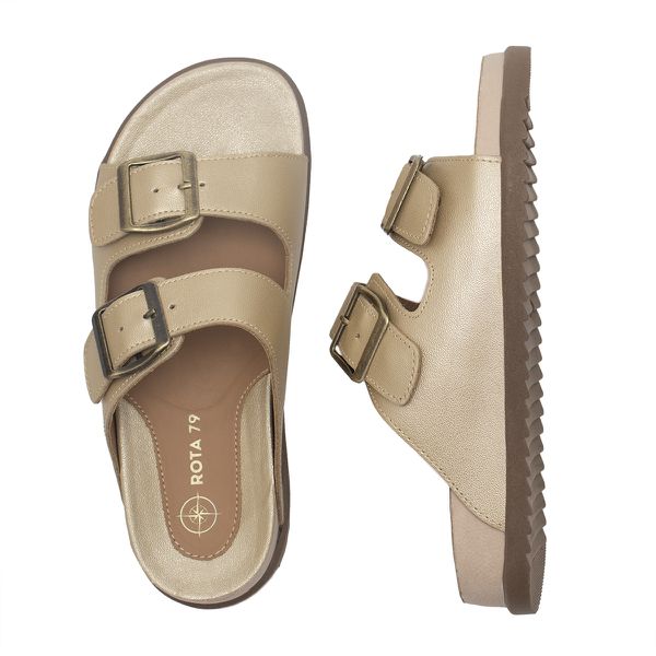 Sandália Feminina Papete Anatômica De Couro PARADISE Dourada