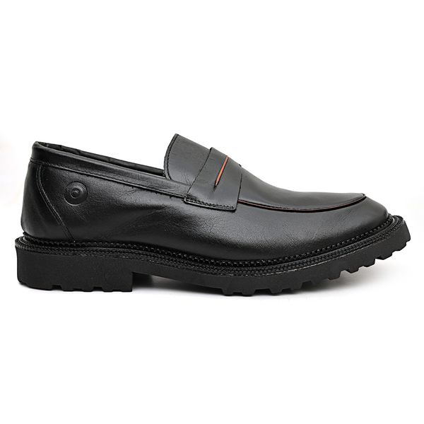 Sapato Masculino Loafer Viena Masculino em Couro Legítimo Tratorado Preto
