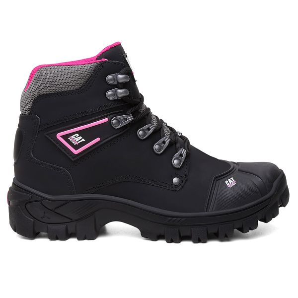 Bota Feminina Adventure Coturno Catpriime De Couro Com C.A Preto c/ rosa