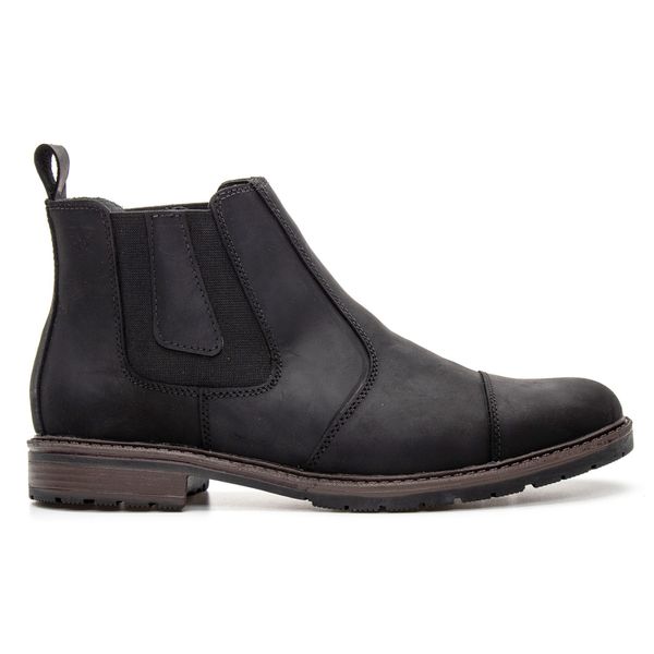 Botina Masculina Chelsea Casual Couro Legítimo Preto Carvão Gaspea