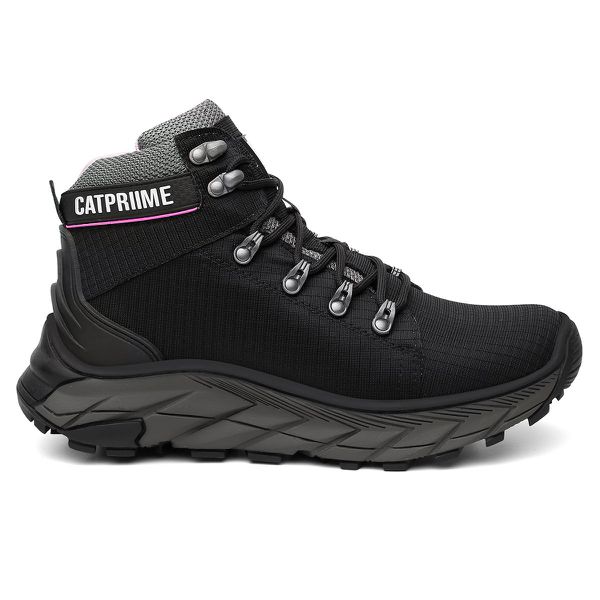 Bota Feminina Adventure Coturno Catpriime De Couro Com C.A Preto c/rosa
