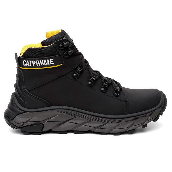 Bota Masculina Adventure Coturno Catpriime De Couro Com C.A Preto c/amarelo