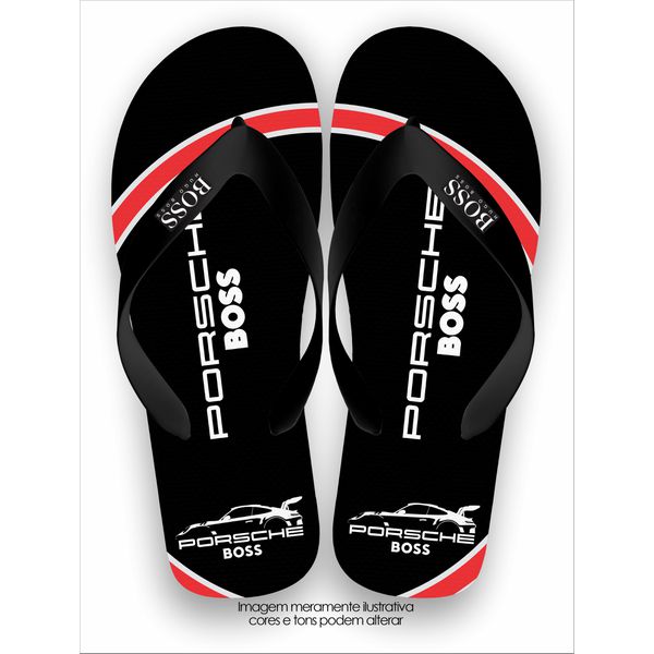 Chinela Boss Preta e Vermelha Importada Modelo Porsche Verão Super Macia Solado Eva Alta Qualidade