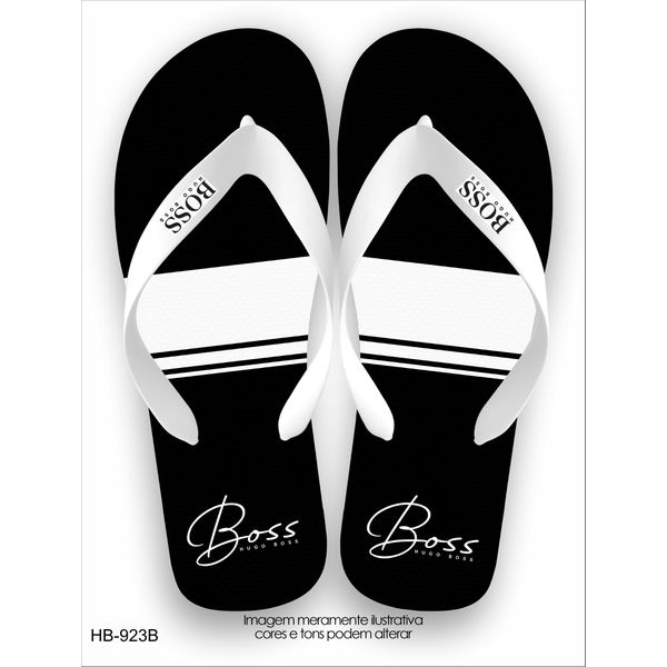 Chinela Boss Preta e Branca Importada Verão Super Macia Solado Eva Alta Qualidade