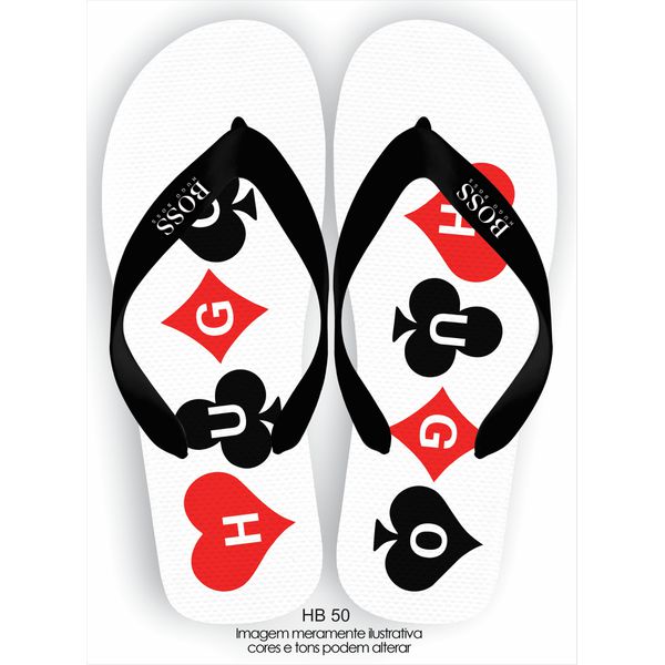 Chinela Boss Preta e Vermelha Importada Modelo Poker Verão Super Macia Solado Eva Alta Qualidade 