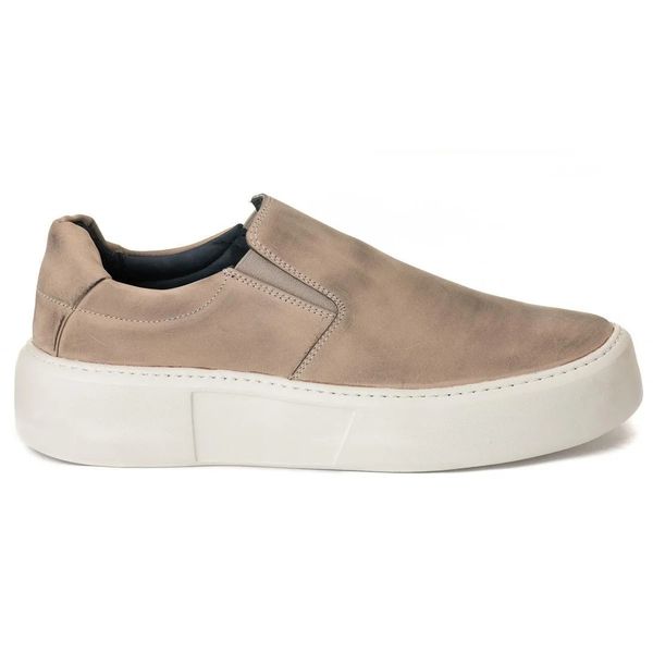 Sapato Masculino Couro Legítimo Sola Alta 6cm Everest Camurça Areia