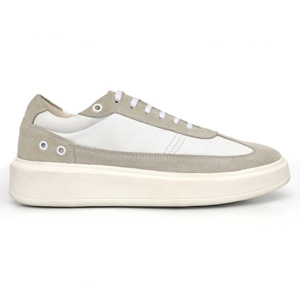 Tênis Masculino Casual Couro Legítimo Milan Off White