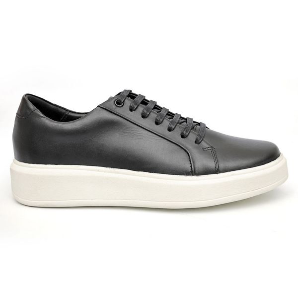 Tênis Masculino Casual Couro Legítimo Milano Preto