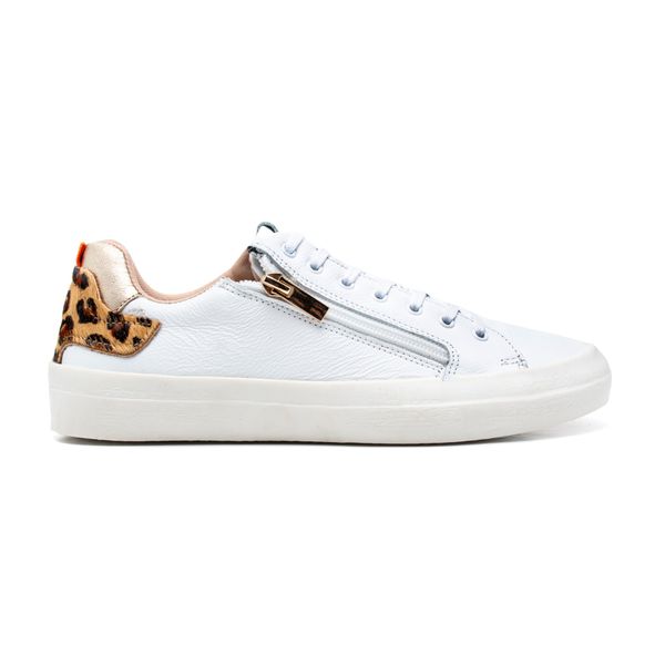 Sapato Feminino Casual cano baixo onça couro legítimo 