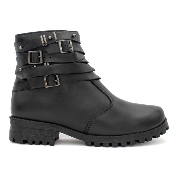 Bota Feminina Casual Couro Legítimo Bianca Steel Preto