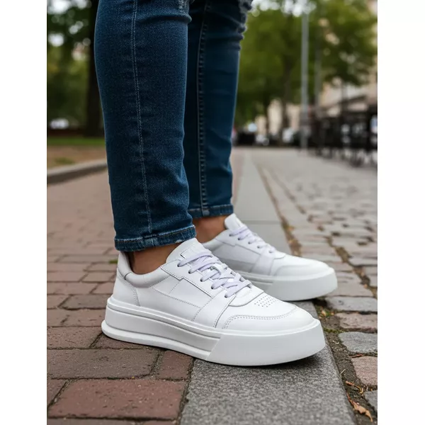 Tênis Sneaker Masculino Casual Couro Legítimo Raphaello Footwear Fly White