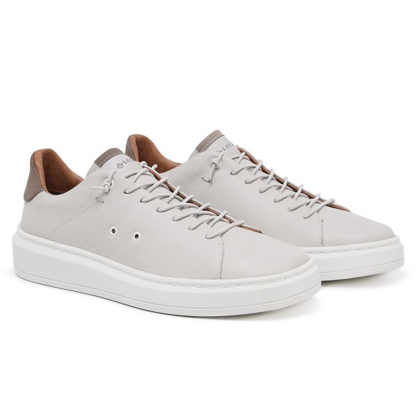 Sapatênis Masculino Couro Legítimo Genebra Off White