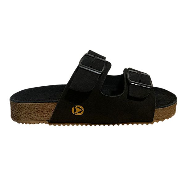 Sandália Birken Couro Masculina 2 Tiras Anatômica Rota Shoes Preta