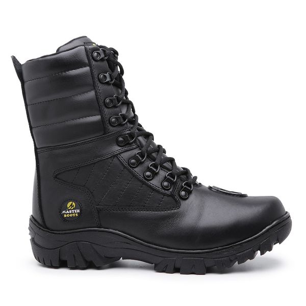 Bota Masculina Adventure Militar Patrulha Couro Legítimo Preto 