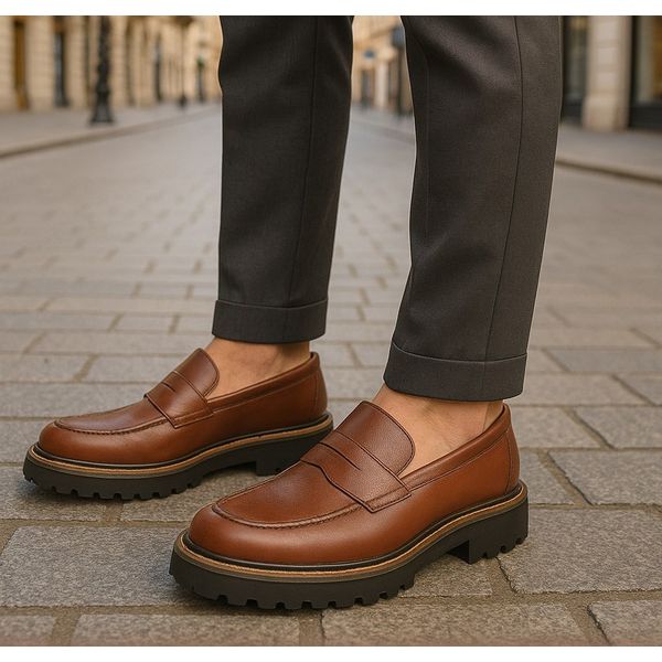 Sapato Masculino Social Loafer Katar Couro Legítimo Mouro
