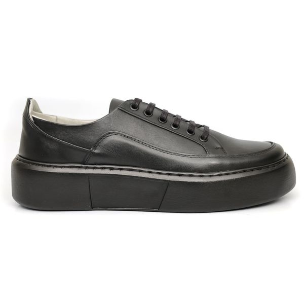 Sapato Masculino Casual Couro Legítimo Everest AllBlack 2811 