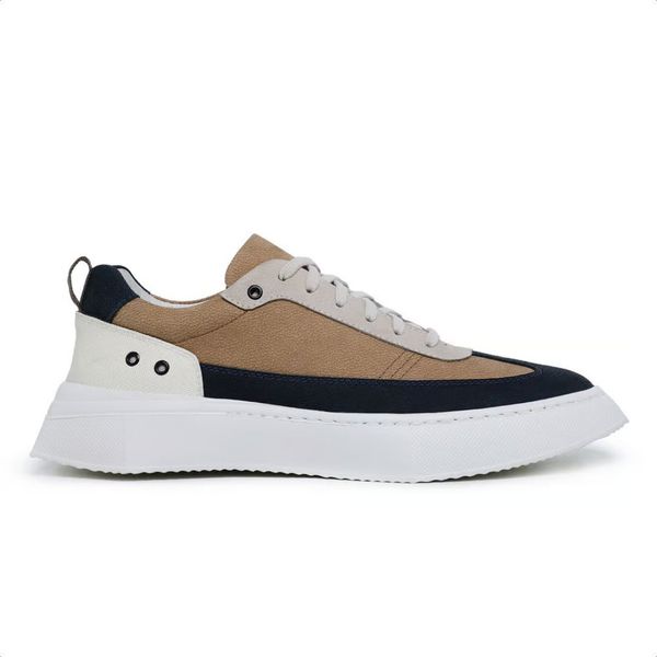 Tênis Masculino Casual Couro Legítimo Hollywood Taupe