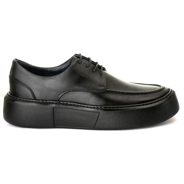Sapato Masculino Couro Legítimo Sola Alta 6cm Everest AllBlack