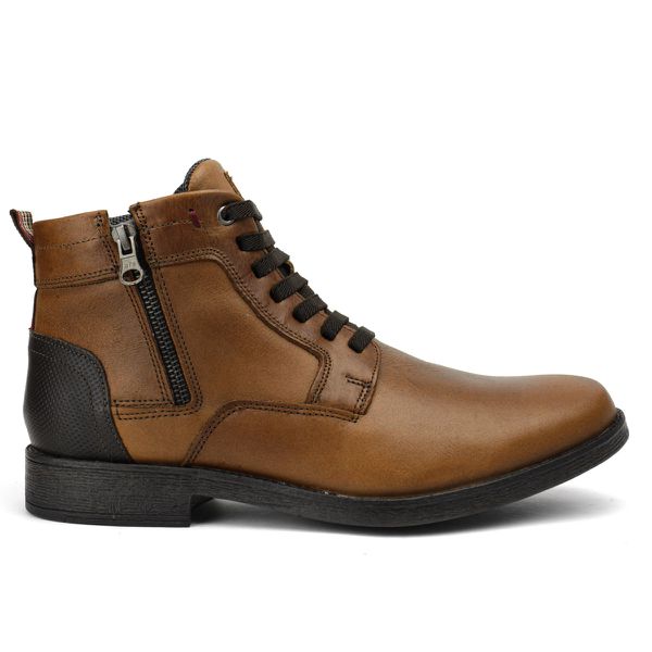 Bota Masculina Urbana Casual Boxer Couro Legítimo Mostarda Café