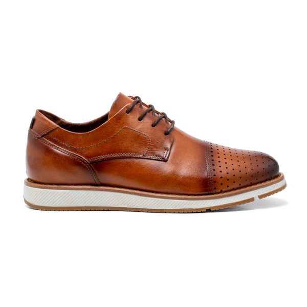 Sapato Masculino Derby Esporte Fino Eccelenza em Couro Nobre Caramelo 