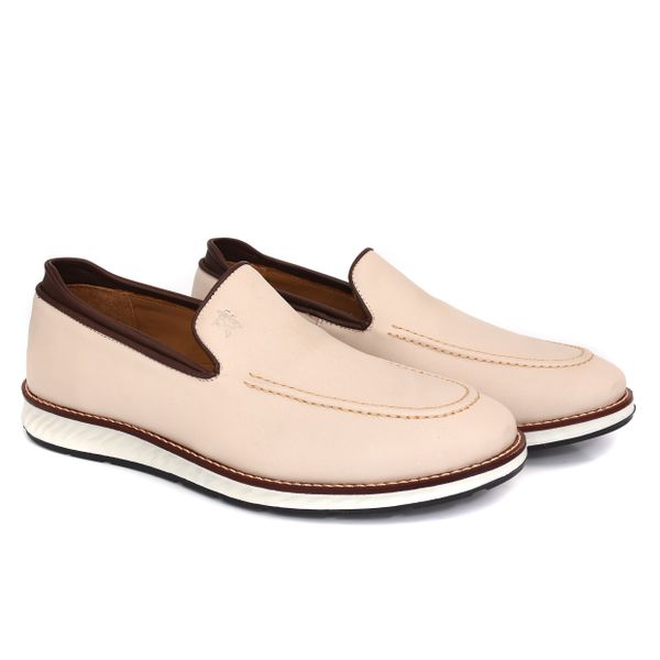 Sapato Masculino Loafer Caribe Off white C/Café Raphaello Footwear em couro legítimo 