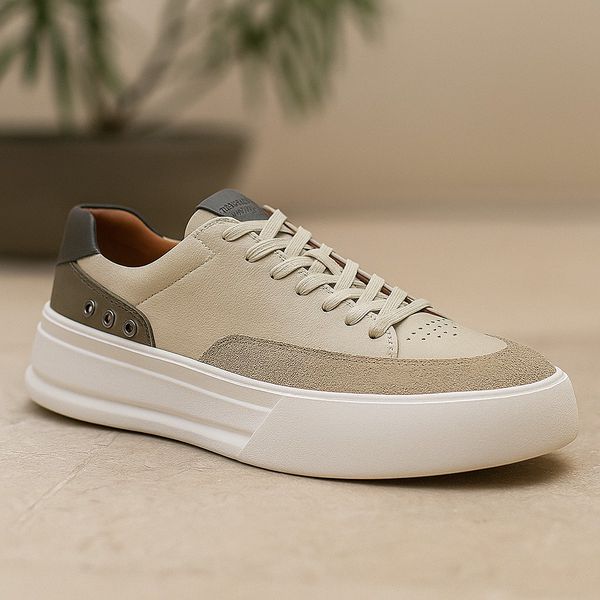 Tênis Sneaker Masculino Casual Couro Legítimo Raphaello Footwear Aeris Limestone