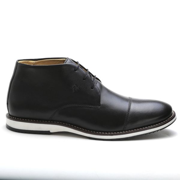 Sapato Brogue Amsterdã Cano Alto Couro Legítimo Black