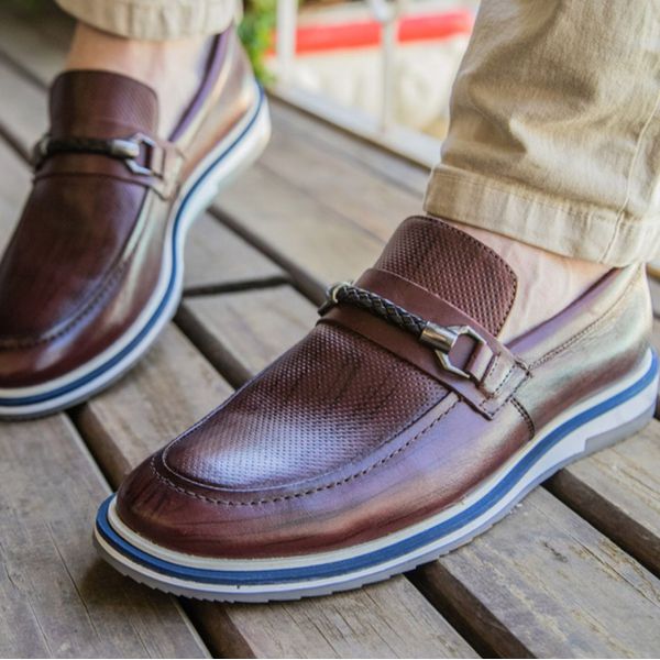 Sapato Masculono Oxford Esporte Fino Alpha em Couro Nobre Pinhão