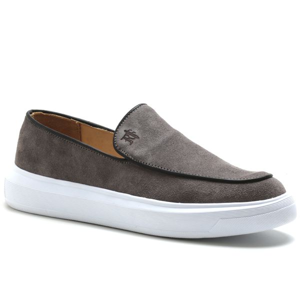  Sapato Slip On Raphaello Footwear Couro Legítimo Miami Grafite