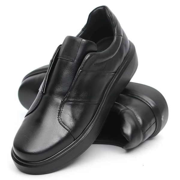 Sapato Masculino Couro Legítimo Sola Alta Boston All Black