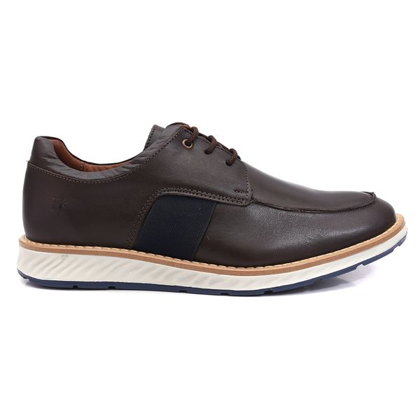 Sapato Masculino Derby London Café c/ Elástico Azul 