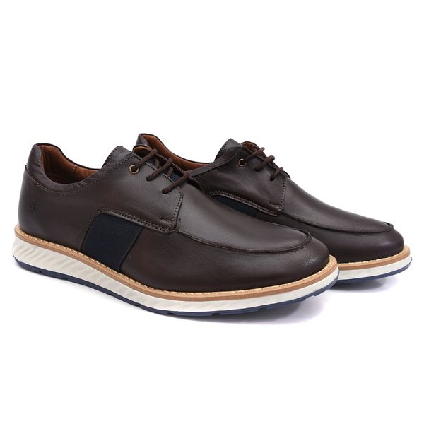 Sapato Masculino Derby London Café c/ Elástico Azul 