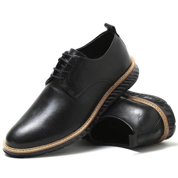 Sapato Masculino Derby Elite New York em Couro Legítimo All Black