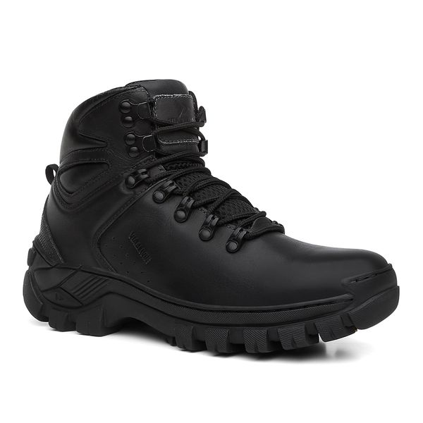 Bota Coturno Couro Legítimo Arizona Preta Masculina Adventure Trilha Com C.A