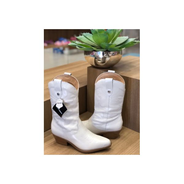Bota Western Bottero Cano Médio Off-White